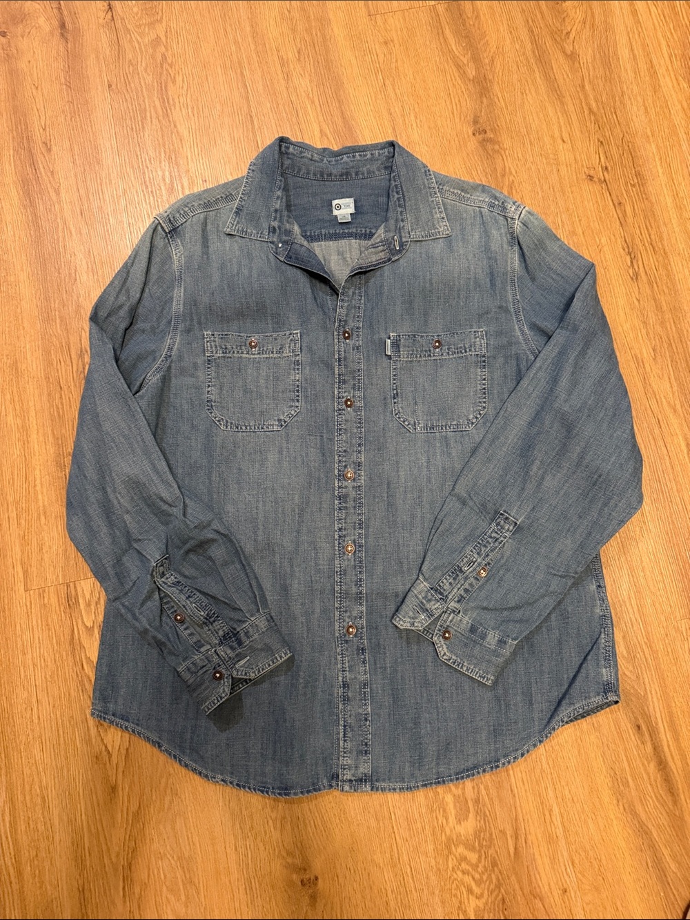 Toms Men's Light Blue Denim Button-Up Shirt